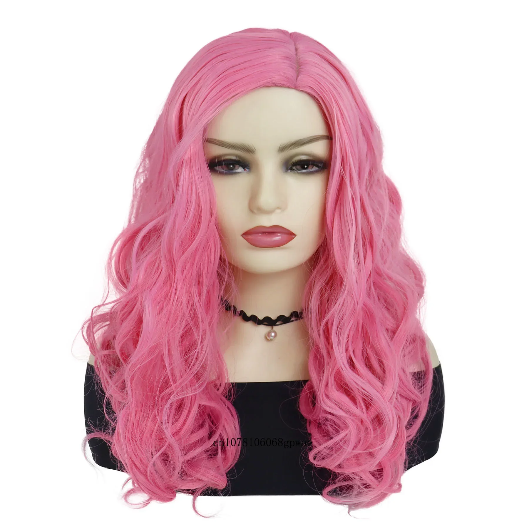 Synthetic Kids Womens Halloween Costume Wigs Princess Pink Long Wavy Wig Fits All Movie Cosplay Dress Up Party Adjustable Size