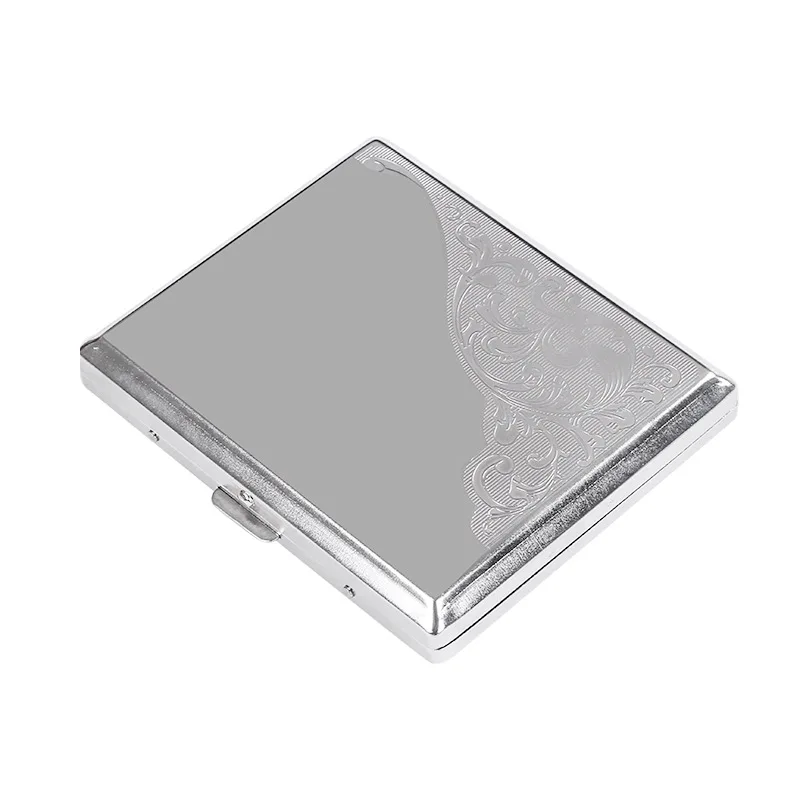 Caja de Metal portátil para cigarrillos, contenedor de almacenamiento grabado, 18 piezas, regalo