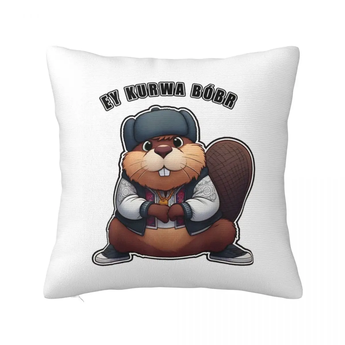 Bober Bobr Kurwa Pillowcase Polyester Cushion Cover Gift Pillow Case Cover Bedroom Zippered 40X40cm