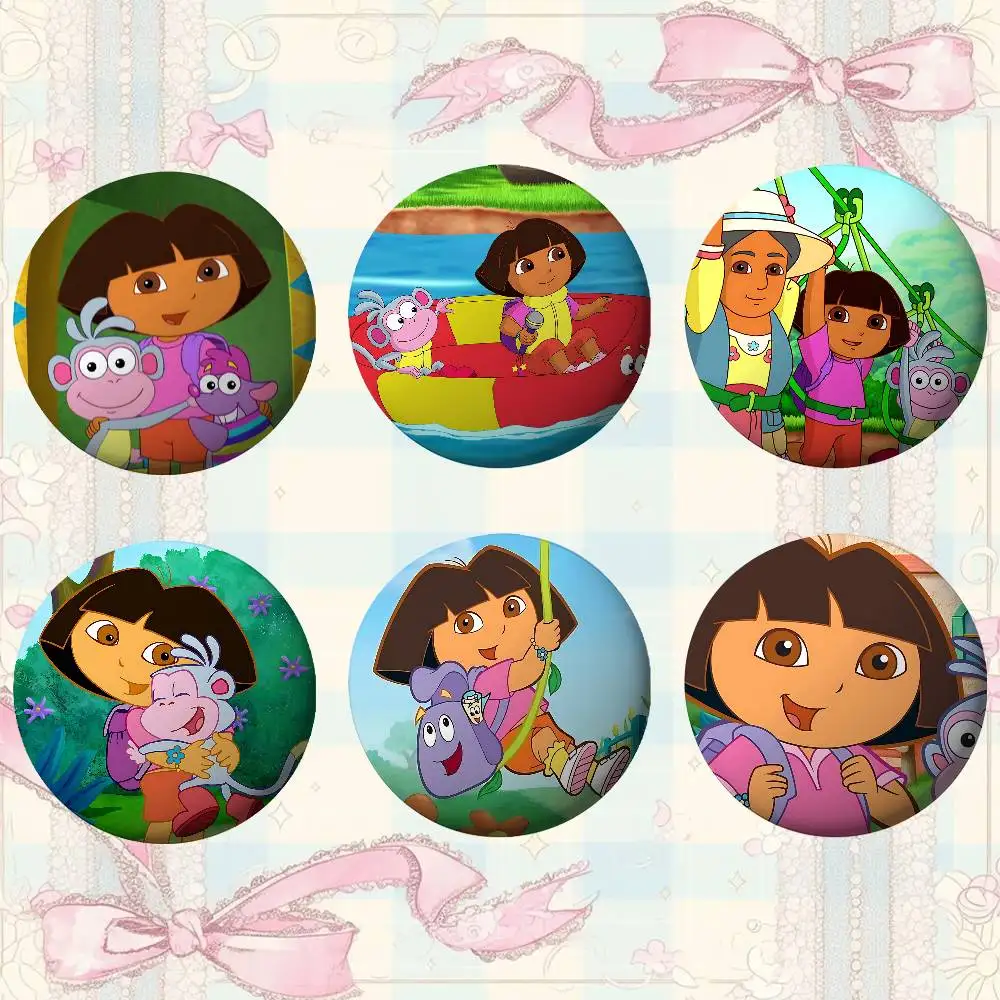 Anime Cute D-Dora The E-Explorer Brooches Stylish Ornament Pins Exquisite Round Badge Bag Accessories Jewelry Gifts