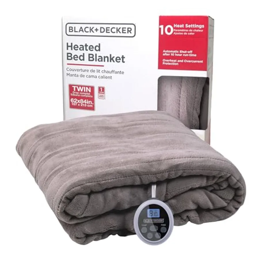 

Heated Blanket Electric Twin Micro Plush Electric Blanket Heating Blanket with 10 Heating Levels 10H Timer Auto Shutoff Fast He