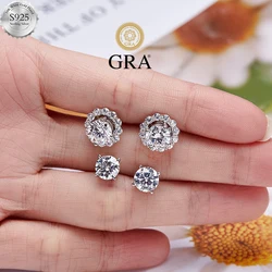 Real Moissanite Diamond Star Stud Earrings GRA Certified D Color VVS1 Pure 925 Sterling Silver for Women Wedding Fine Jewelry