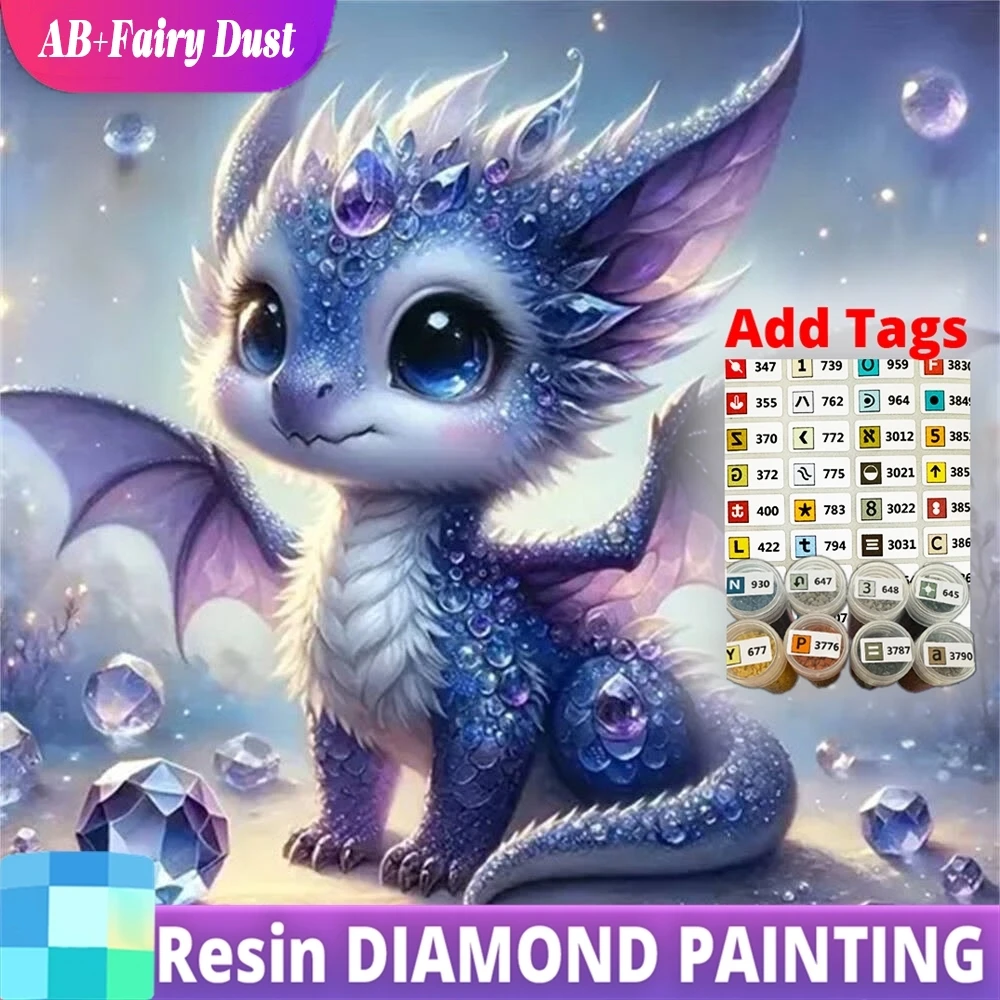 

Resin AB Fairy Dust Diamond Embroidery Dinosaur Animal Mosaic Cartoon DIY Acrylic Craft Supplies Painting Dragon Cross Stitch Ha
