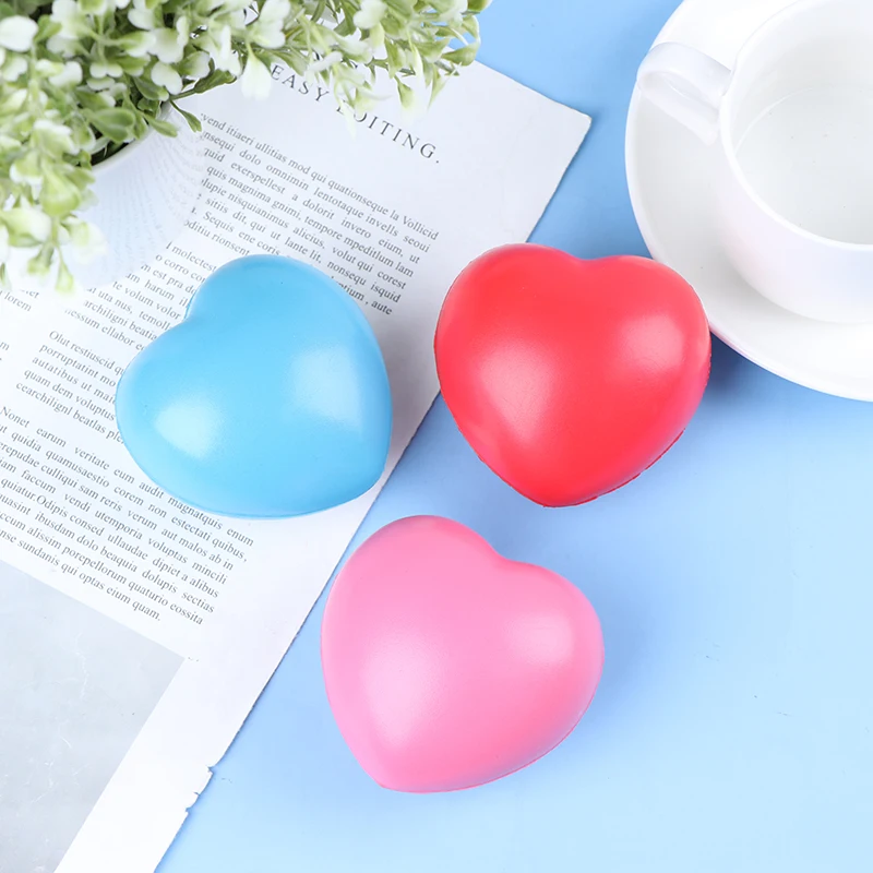 Stress Pressure Relief Relax Novelty Fun Gifts Vent Gag Toy Funny Squeeze Heart Shaped Ball Soft Foam Anti Stress Ball Toys 1Pcs