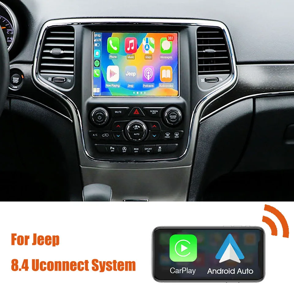 Car Dashboard Screen Upgrade Apple CarPlay Wireless Android Auto Module Adapter For Jeep Grand Cherokee Compass 8.4 Uconnect