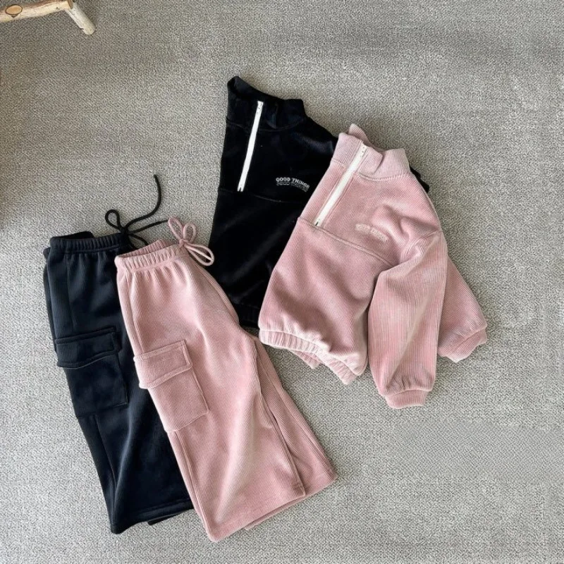 

Зимние комплекты для мальчиков, одежда для девочек, костюм, детский свитер с длинными рукавами, брюки, осень 2021, новая одежда, детская мода, повседневное пальто