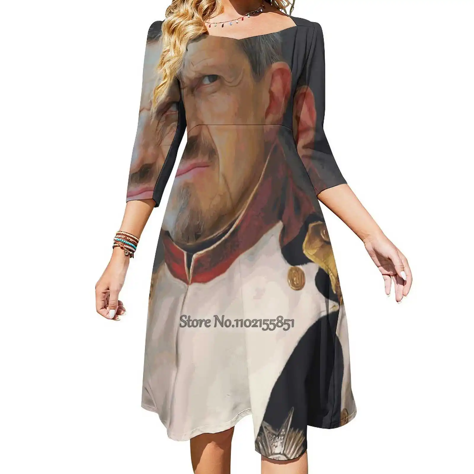 Guenther Steiner Emperor Pop Art Classic Portrait Back Lacing Backless Dress Women Kawaii Square Collar Dress 6Xl Guenther