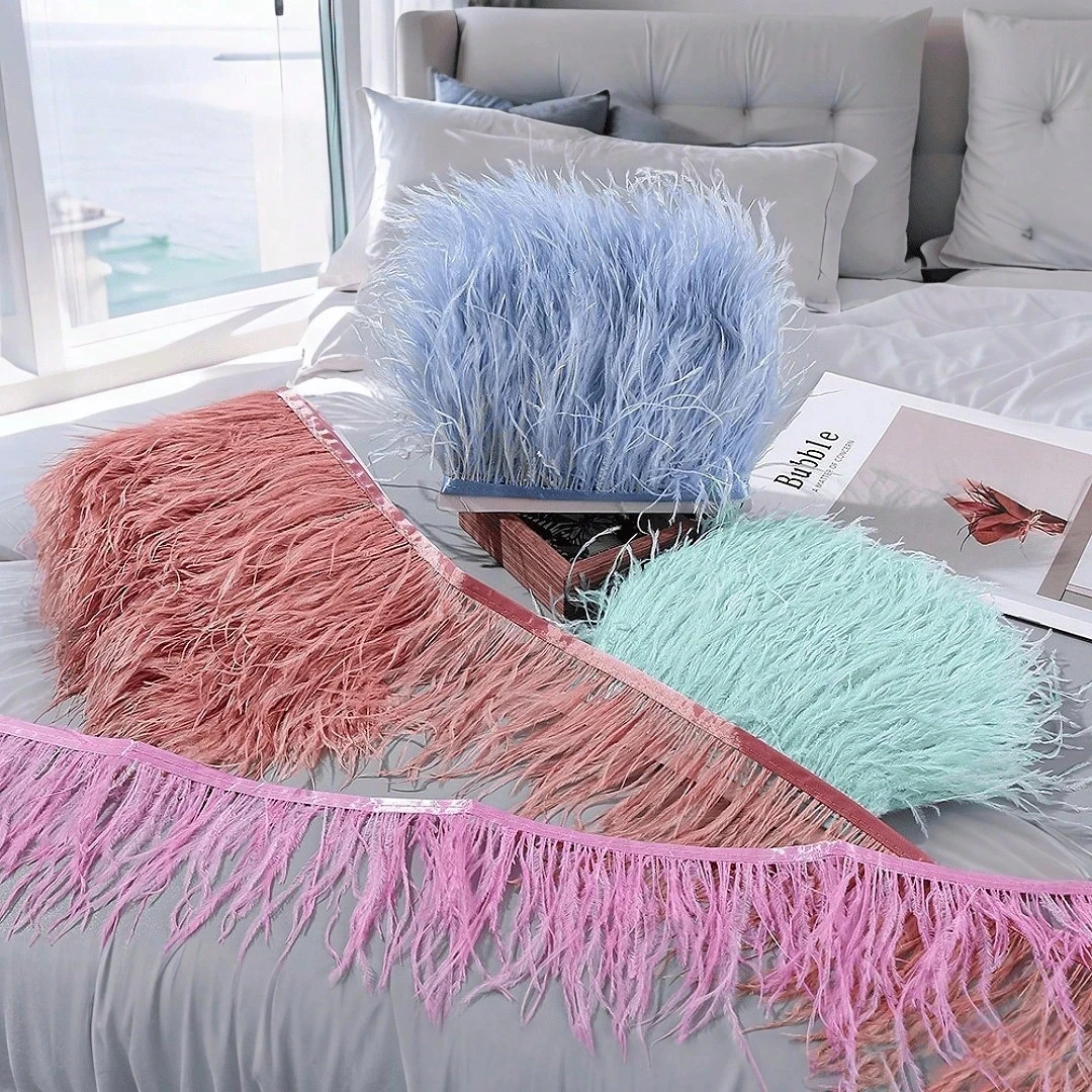 Ostrich Feather Trim 8-10cm Plumes Fringe Ribbon for DIY Sewing Feathers Clothing Wedding Dress Decoration Craft Accessories