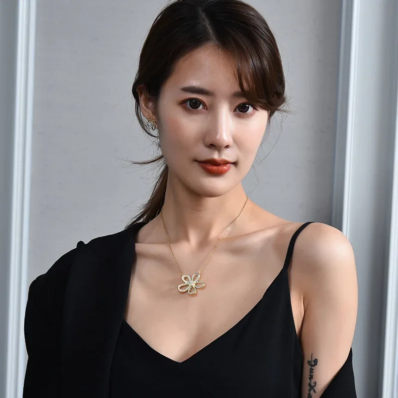 2025Колье с пятью лепестками и цветком, женская цепочка на ключицу с подсолнечником