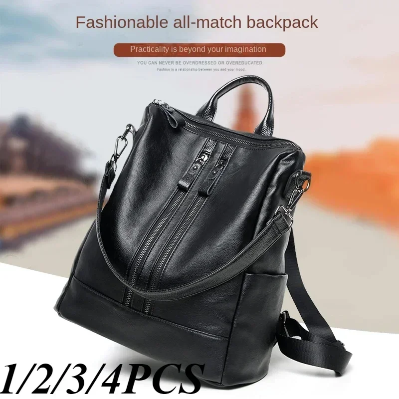 Korean version backpack women's travel bag large fashionable leather foreskin waterproof single shoulder bag women's backpack