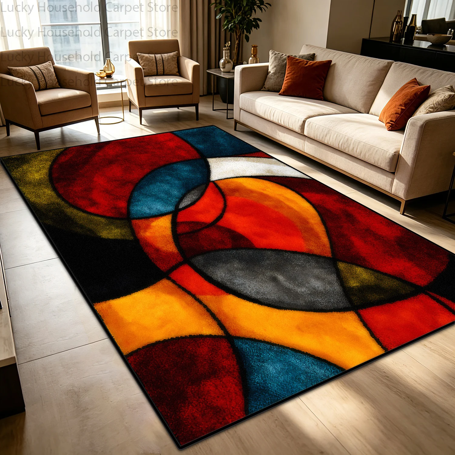 Modern Art Colorful Abstract Swirl Spiral Carpet Living Room Decoration Soft Big Rug Coffee Non-slip Washable Bedroom Floor Mat
