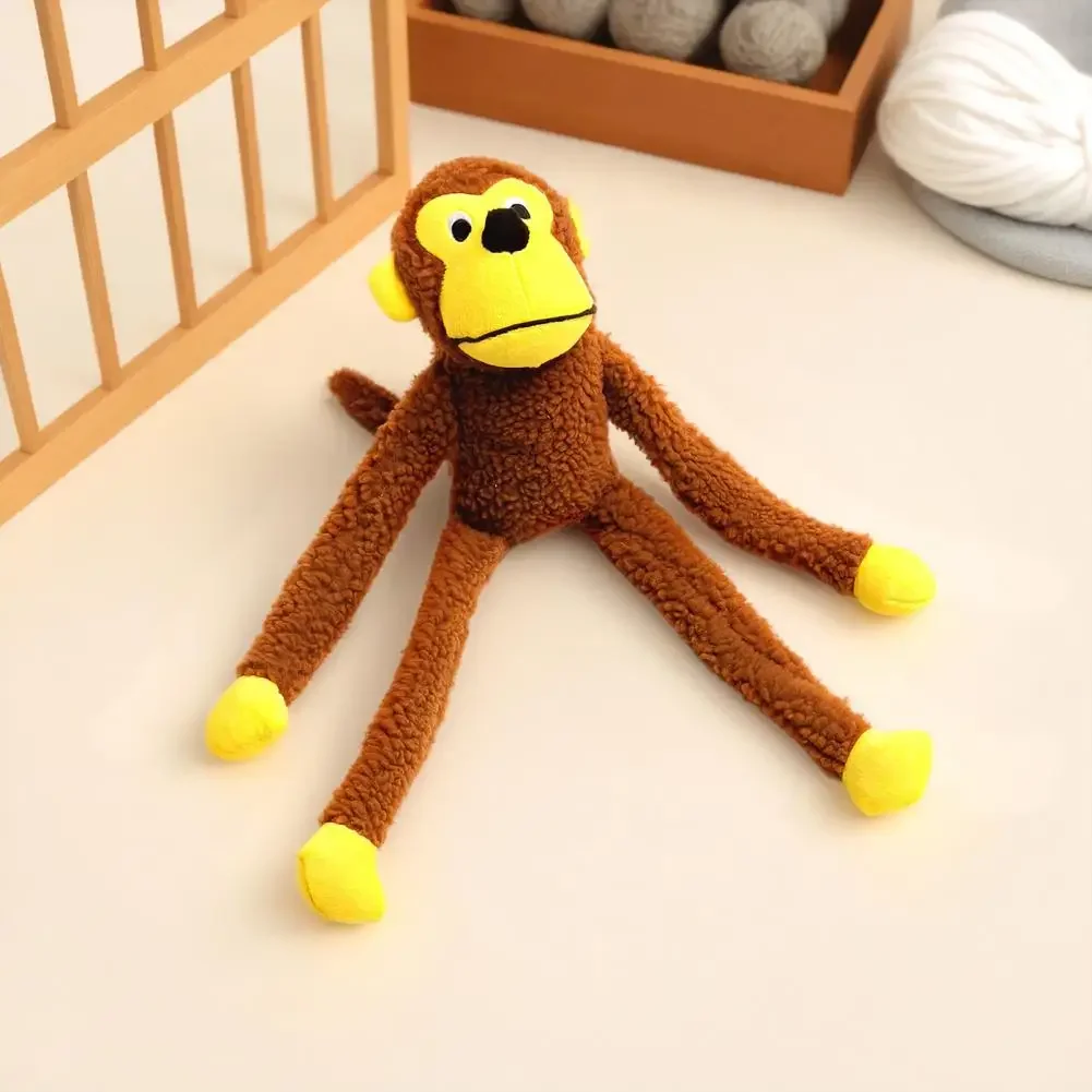 Niedliches Affen-Hundespielzeug aus Fleece-Plüsch, Quietschendes Kauspielzeug mit Langen Gliedmaßen, Bissfest, Stressabbauend, Interaktives Spielzeug – Detail 4