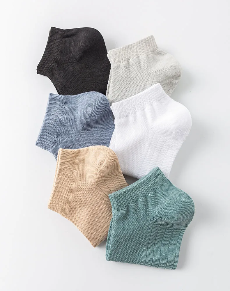 Hochwertige 6 Paar/Set Herren-Bootsocken aus Baumwolle, Sommer-Business-Mesh-Atmungsaktive Herrensocken, Neue Herrensocken in Übergröße EU38-45 – Detail 9