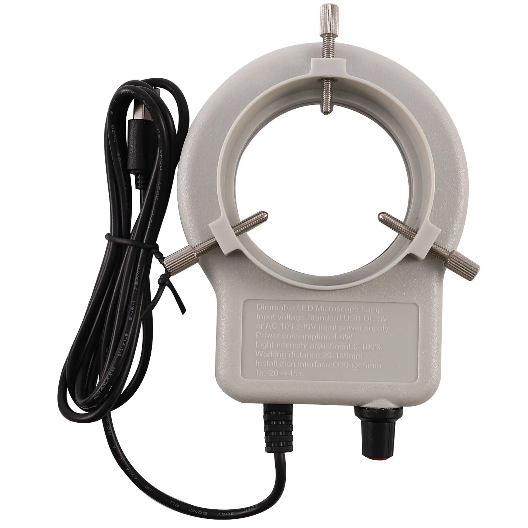 

AC88-3X 48 LED Industrial Microscope Camera Light Source Ring Lamp Light Illuminator Lamp Adjustable Brightness USB Interface