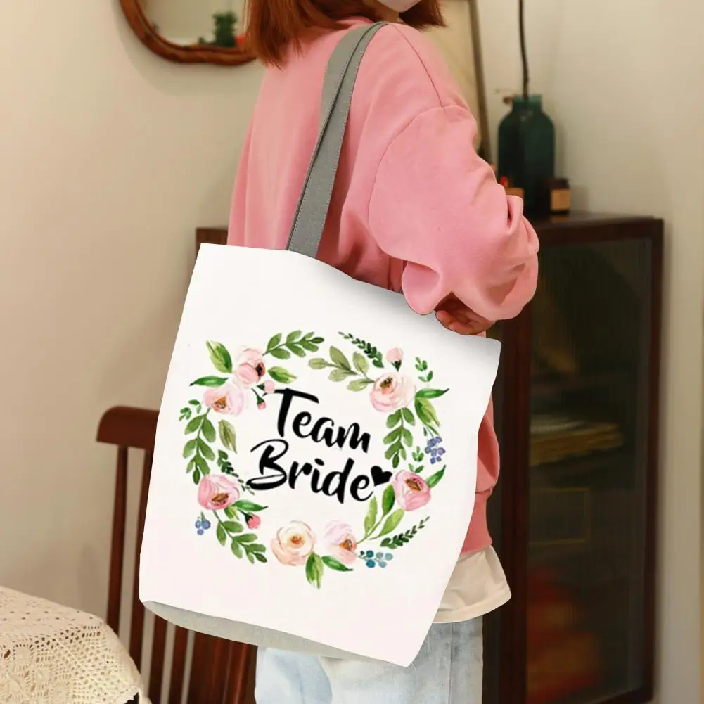 Fashion Bridesmaid Bag Team Bride Pattern Shoulder Bag Bridal Bachelorette Party Gifts Women Handbag Lady Tote Bags Shopping Bag