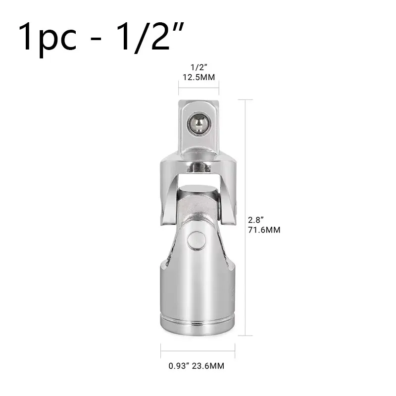 Universal Joint Set Ratchet Angle Extension Bar Bendable Socket Adapter 1/4