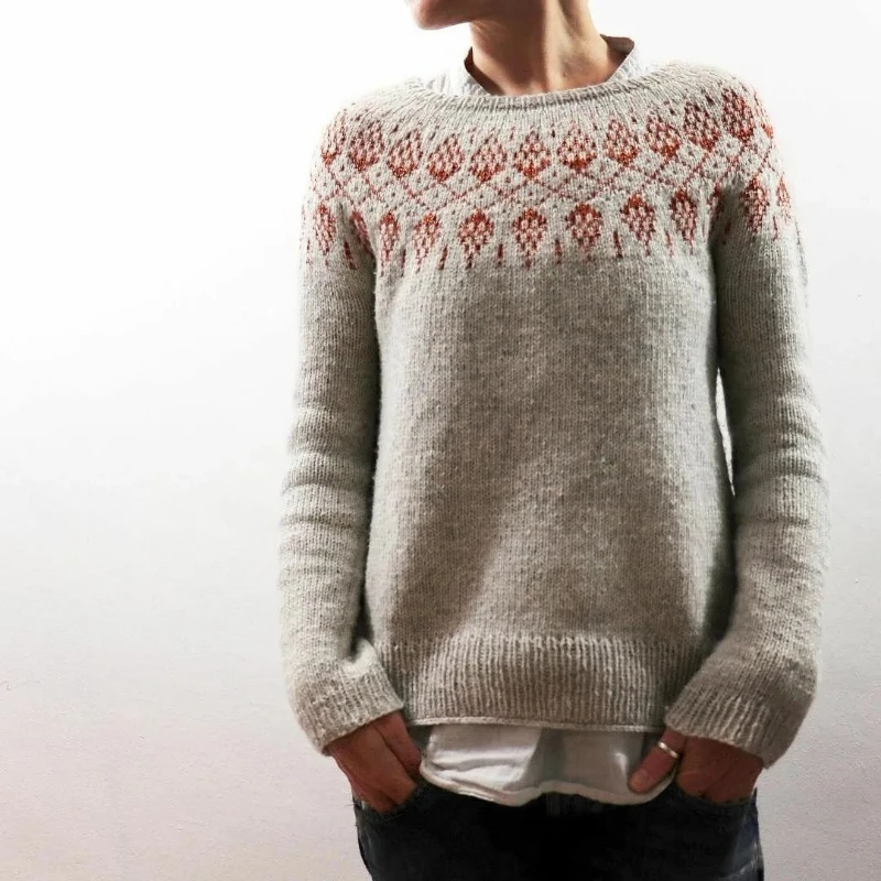 

Loose Fit Crew Neck Color Block Fashionable Women's Knitwear New Arrival Sweater Easy To Wear Comfortable Soft Cotton Top