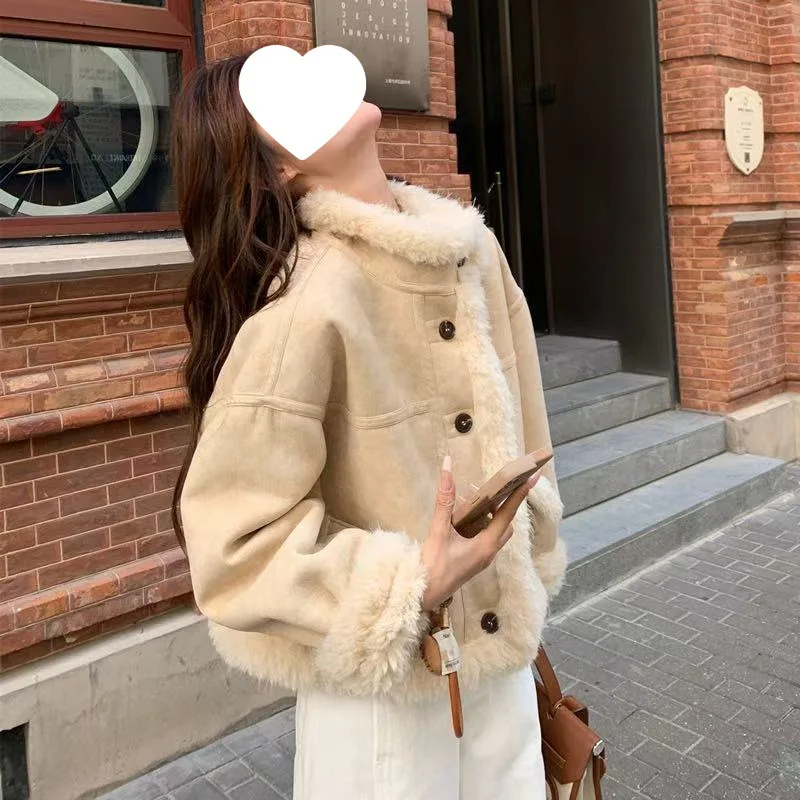 

New Autumn Winter Warm Thick Women Short Jacket Retro Stand Collar Short Loose Solid Color Leisure Fashion Women Clothing