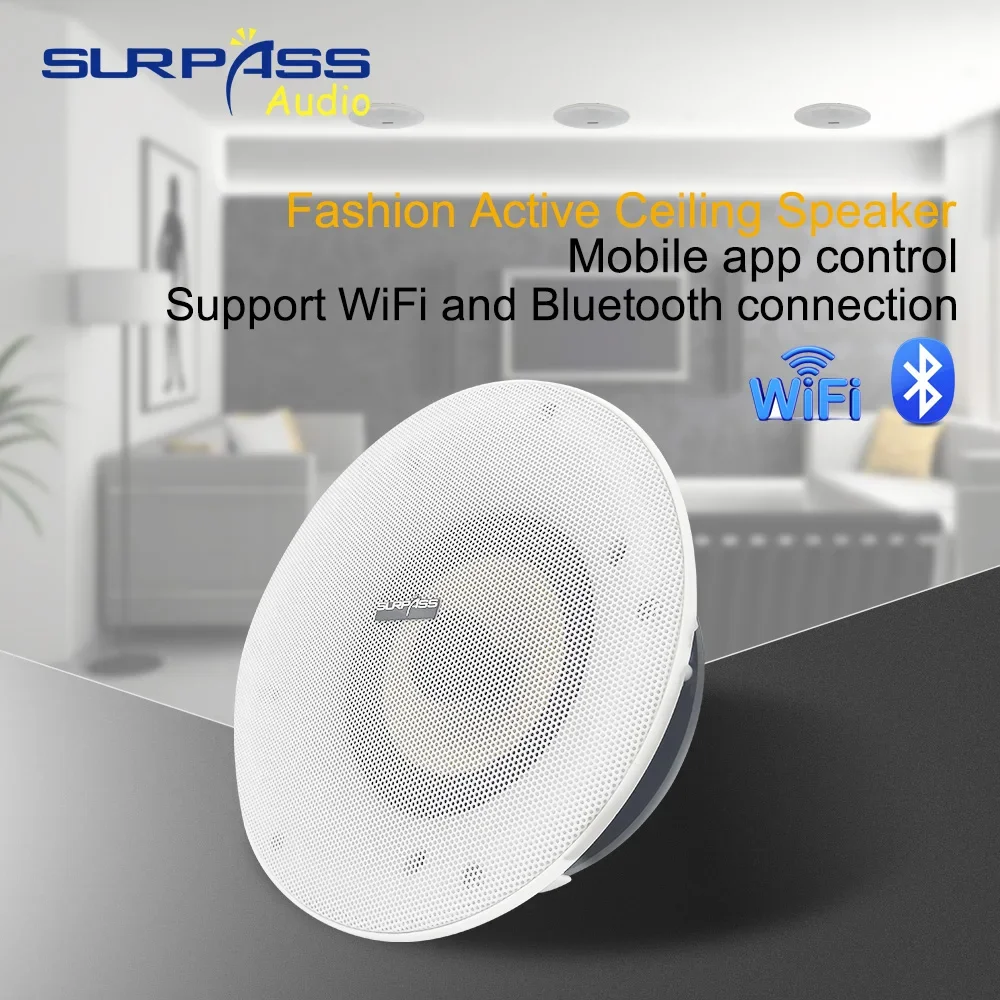 High Fidelity WIFI Bluetooth Ceiling Speaker Support Smart APP Control Stereo Sound Indoor PA System Loadspeaker Subwoofer