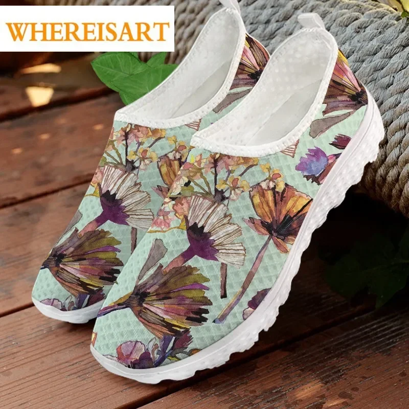 Real Dry Flower Print Women Slip On Sneakers Casual Summer Outside Ladies Flats Shoes Brand Design Female Footwear