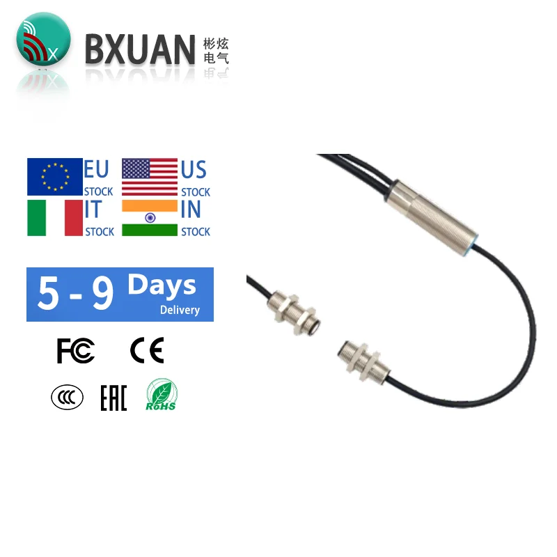 M12 Ultrasonic Proximity Sensor5n:10mm-30mm 3 switching outputs NPN PNP 18-30V with 2m PVC cable