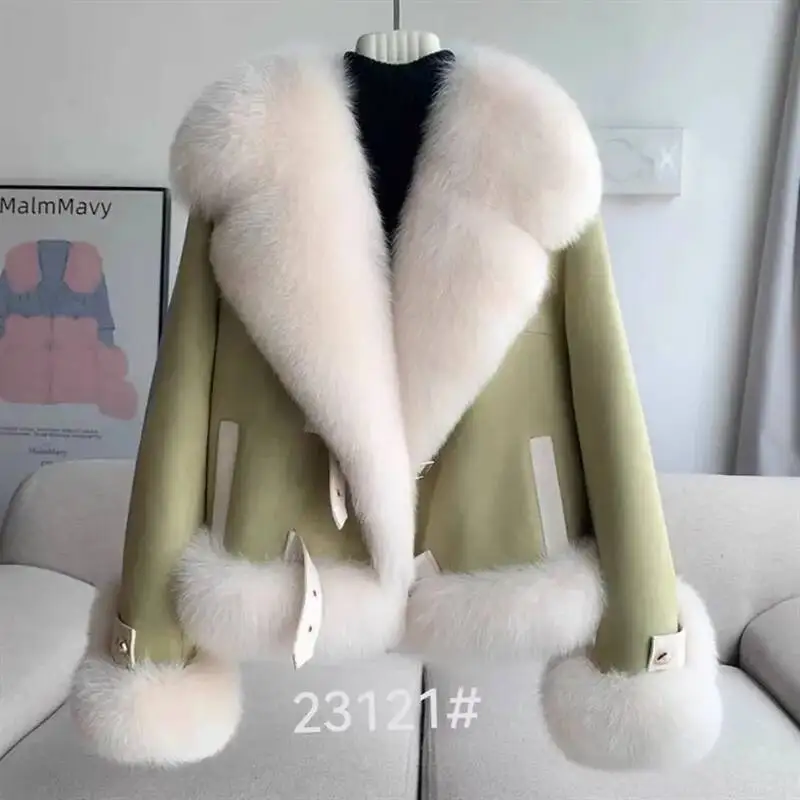 

Fashion Imitation Fox Grass Women's Short 2025 New Furry Woolen Collar Thickened Warm For Winter Fur Coat Pink