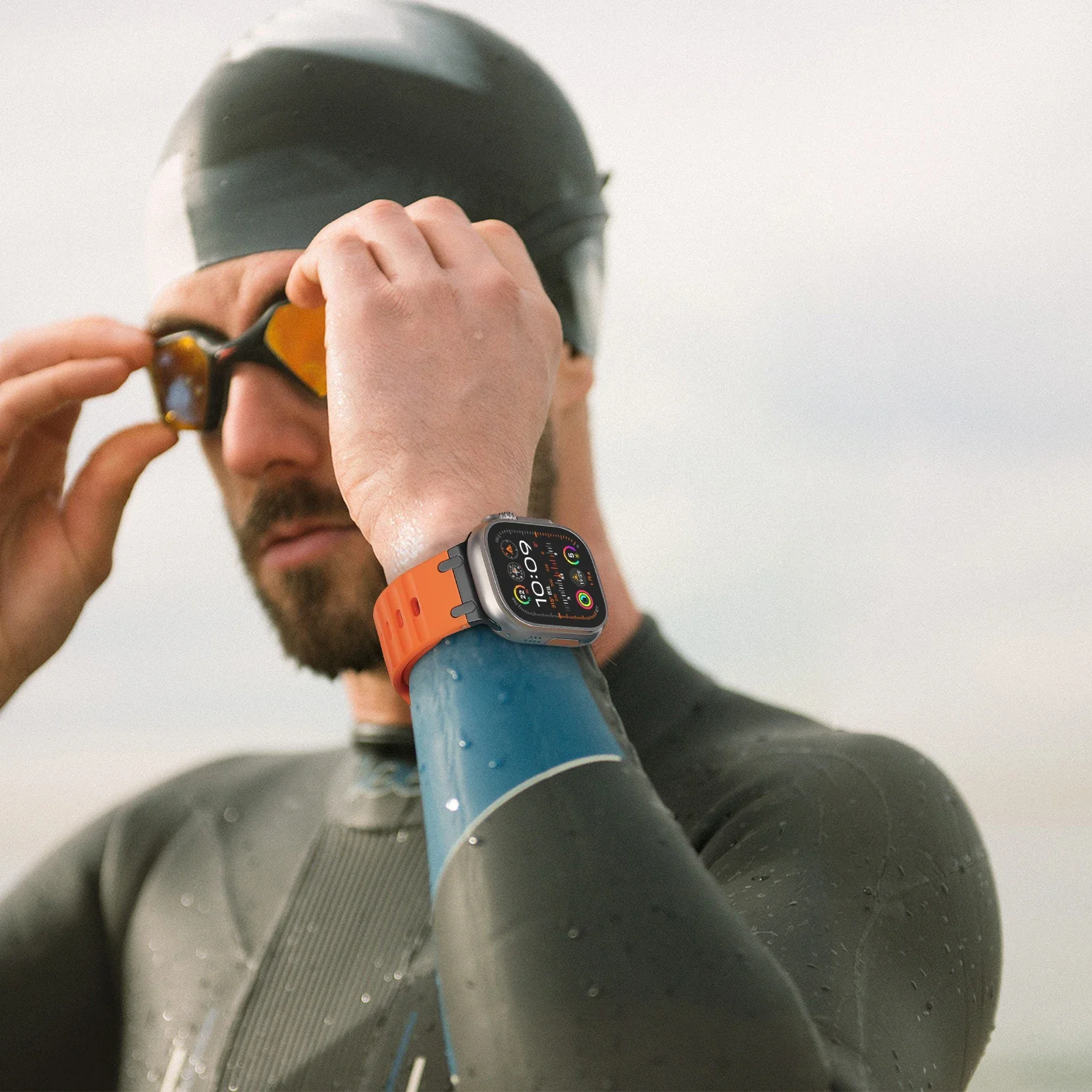 Apple Watch用スポーツシリコンストラップ,バンド49mm, 49mm,apスタイルコネクタ,時計バンド,iwatch 45mm, 44mm交換,ウルトラ2,9,8,7,6,5