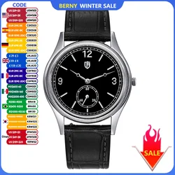 Relojes de cuarzo BERNY para hombre, reloj de pareja ultrafino de 38mm para hombre y mujer, reloj de pulsera sencillo de fácil lectura de cuero genuino