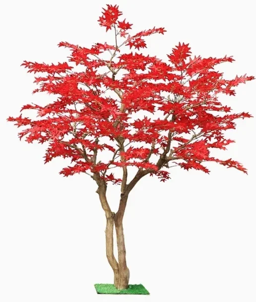 Red Maple Solid Wood Imitative Tree Indoor Floor-Standing Decorations Fake Trees Hallway Hotel Lobby Zen Ornament