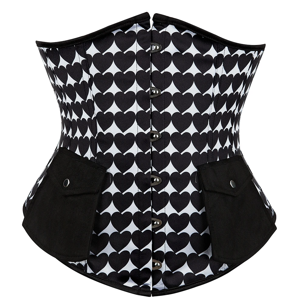 

Sexy Corset Heart Print Top Underbust Waist Cincher Corsets Gothic Bustier Top Bustier Plus Size Corpete Corselet XS-7XL