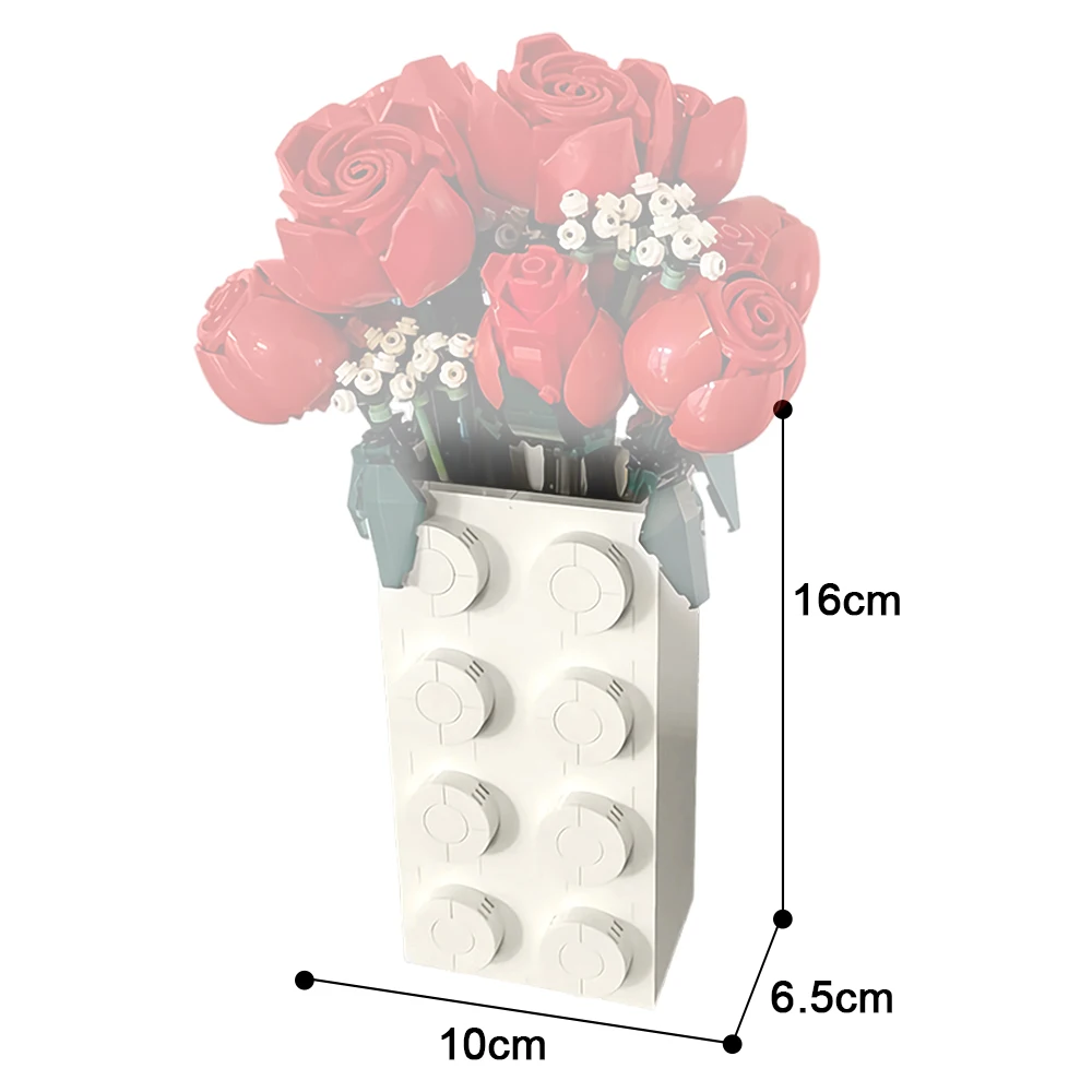 MOC Rose Vase Bricks Model White Vase Home Decor Girls Art Sunflower Vase Bricks Toys Children Birthday Gifts Educational Toys