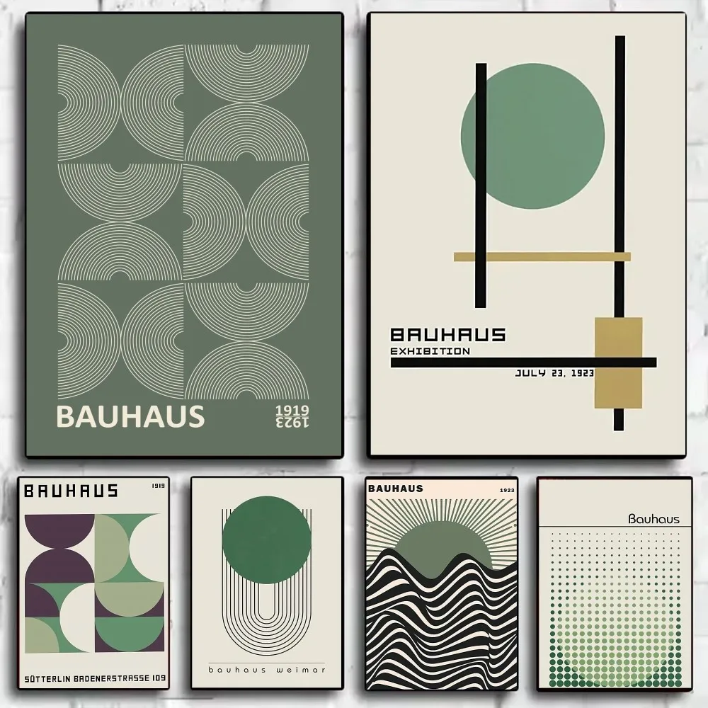 

Bauhaus Green Color Lines Modern anime Poster HD art sticky wall waterproof home living room bedroom bar aesthetic decoration