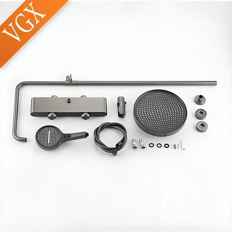 VGX Gold Shower System Set Bathroom Shower Faucet Set 3-way Rainfall Shower Set Shower Mixer Crane with Hand Shower Set White - Image 6