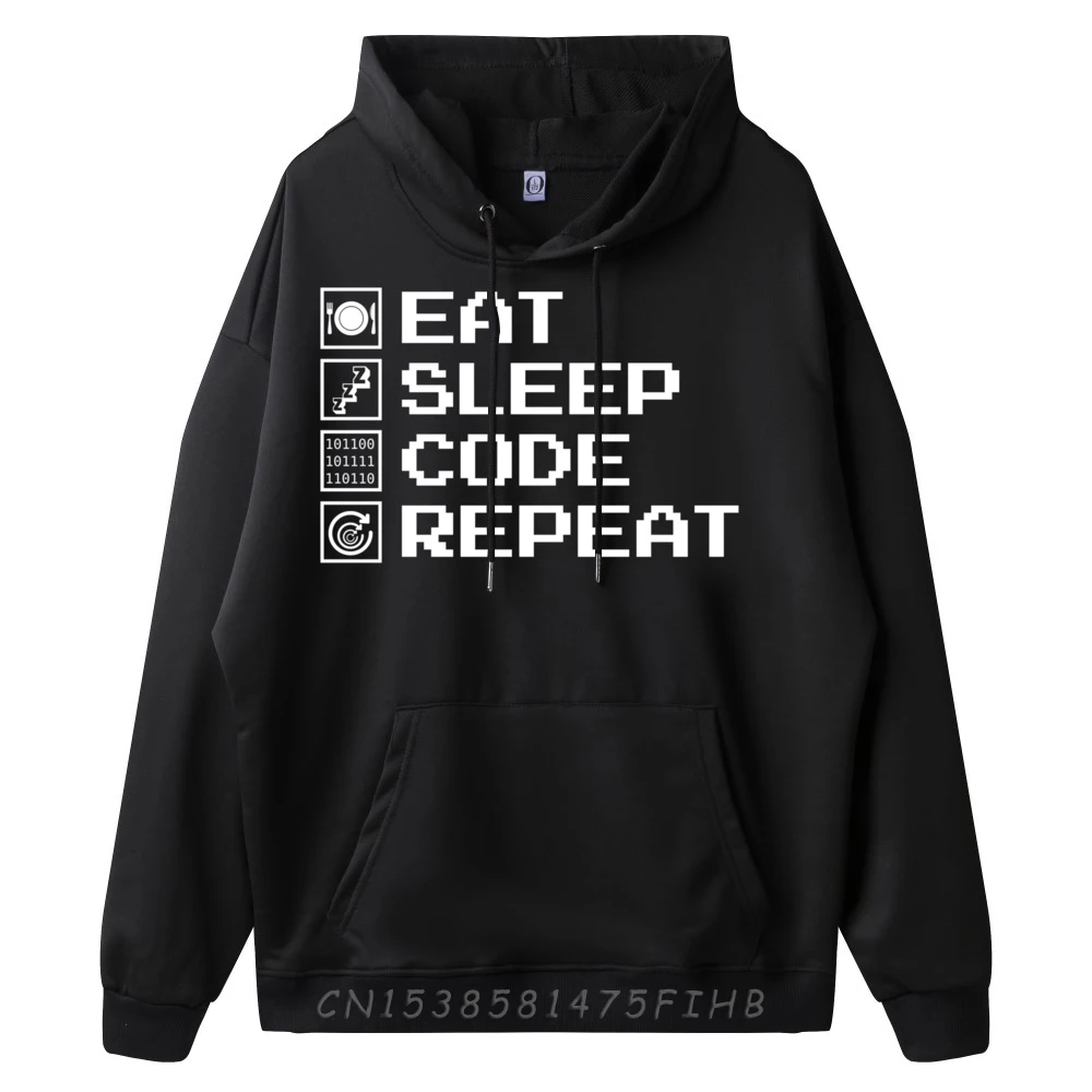 Eat Sleep Code Repeat Binary Code Computer Programmer Designer Hoodies Men Winter White Hoodies Men Lovers Day