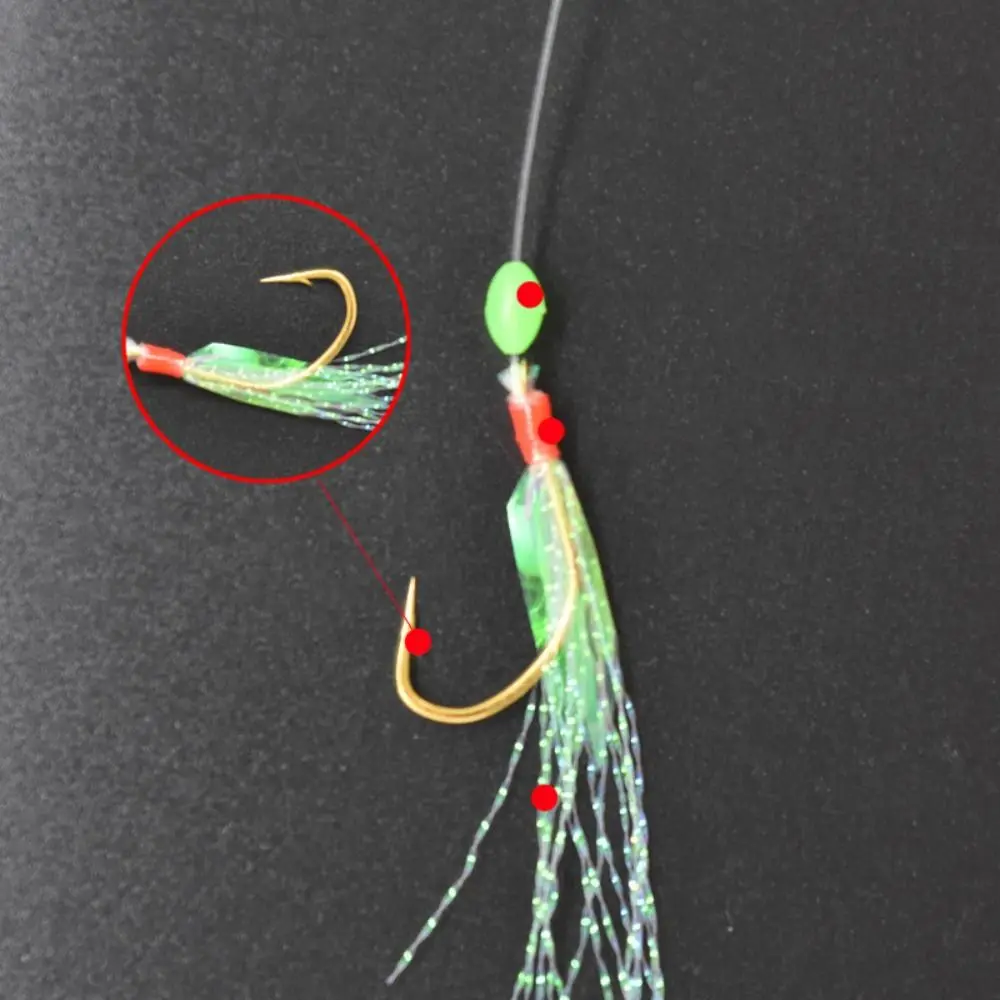 Colorful Fishing Tinsel Carp Rubber Lures Sabiki String Golden Hooks Golden Hook Gang Tackles Baits Ocean Beach Fishing
