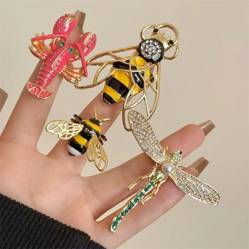 

intage Enamel Insect Ring For Women Open Gold Plated Bee Ladybug Dragonfly Statement Ring Crystal Drop Oil Animal Jewelry Party