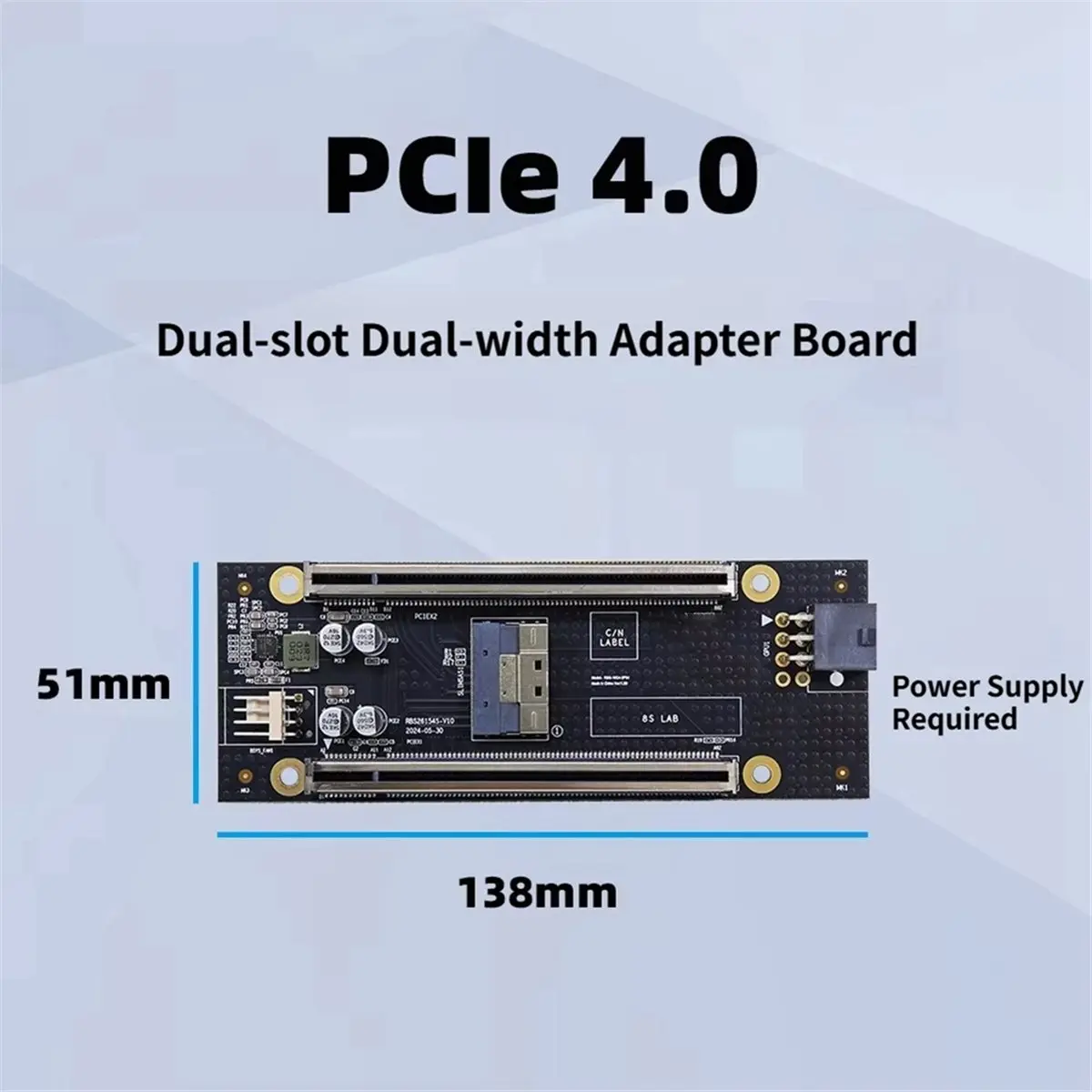 PCIe 4.0 X4 + X4 Splitter Adapter Card SFF-8654 8i to Dual PCIe X4 Bifurcation Riser with 6Pin Power for Network Card