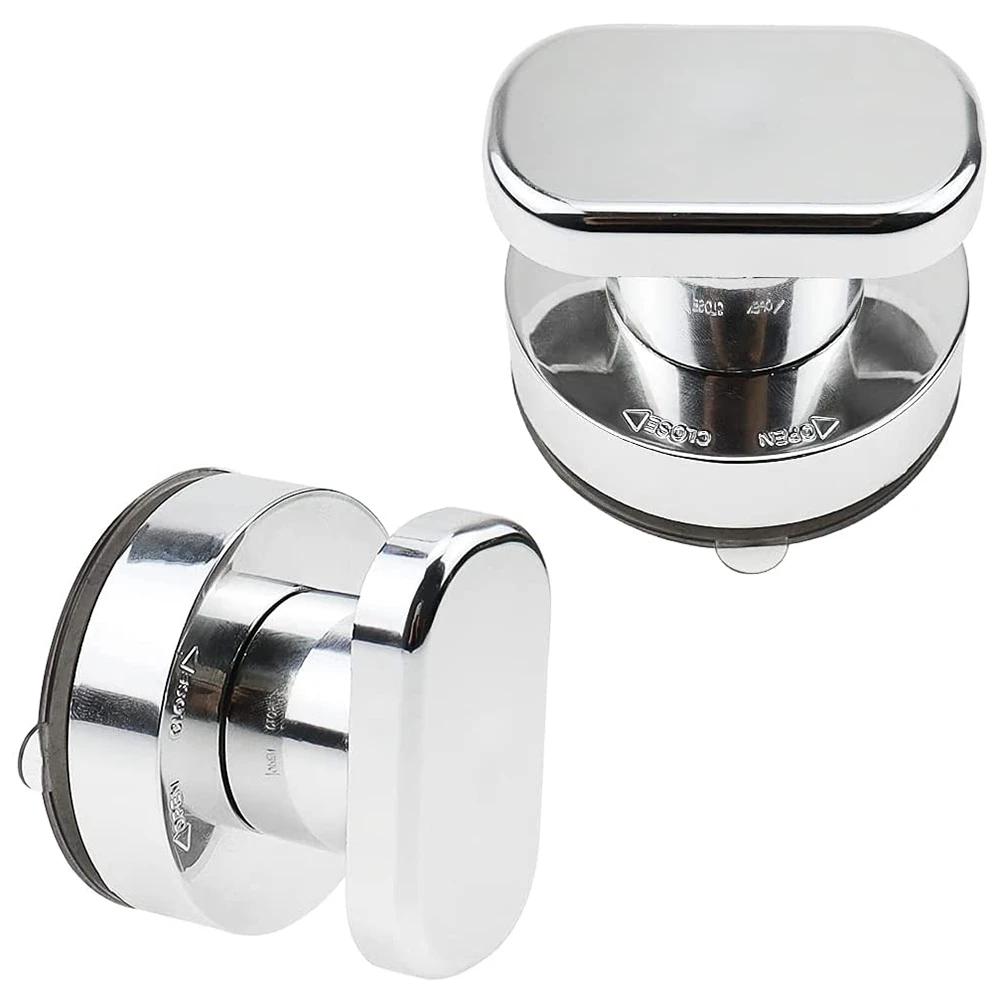 DT17 Suction Cup Handle Door 2 Pieces, Portable Mobility Handle for Drawer Cabinet Fridge Glass, ABS Silver Bathroom Grip Tub