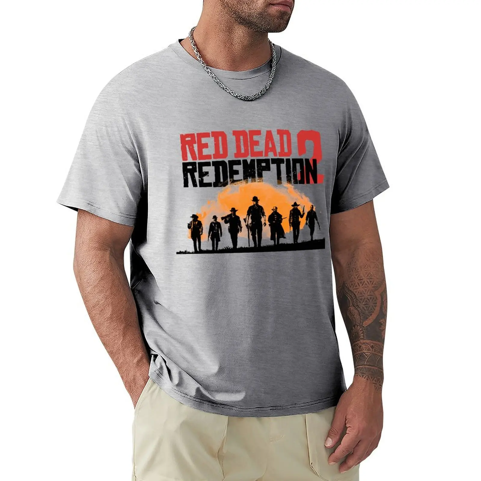 

Classic Red Dead Redemption 2 Shirts Men's Simple Fashion Short-sleeved Men Shirts Wholesale 80S Vintage Apparel