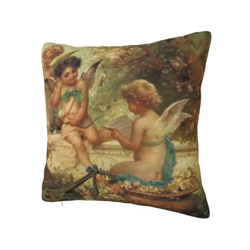 Vintage Rose Victorian Angel Cushion Cover 40x40cm Velvet Luxury Pillow for Sofa