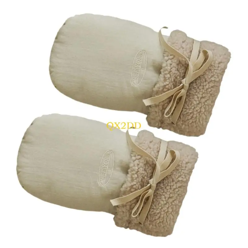QX2D Protective Pair Fleece Lined Windproof Strollers Mittens Windproof Gloves Fashionable for Hands Warmth In Low Temperature