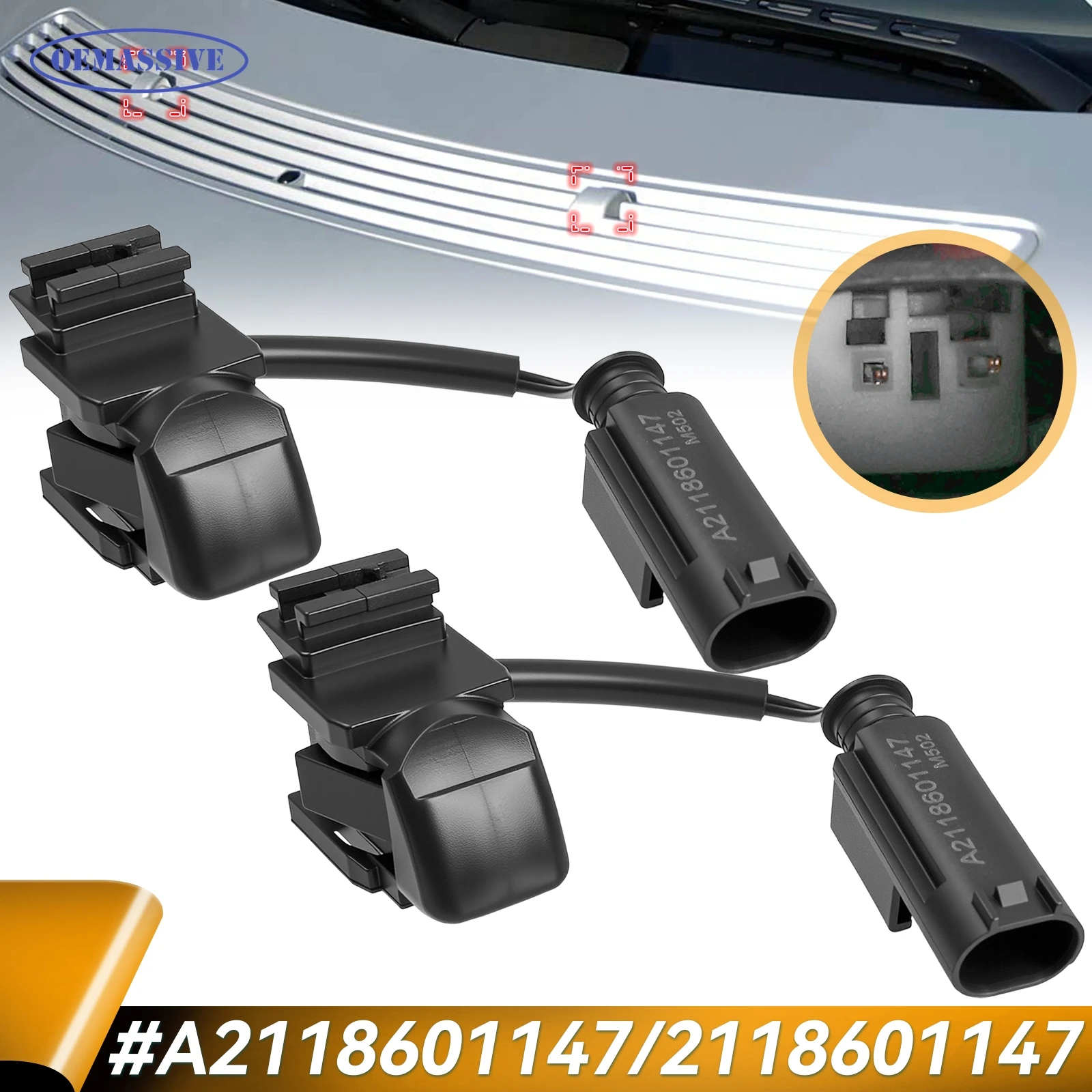 

Пара распылительных форсунок омывателя с подогревом слева и справа для Mercedes W203 W211 W209 W219, сменный набор прямой струй OEM # A2118601147