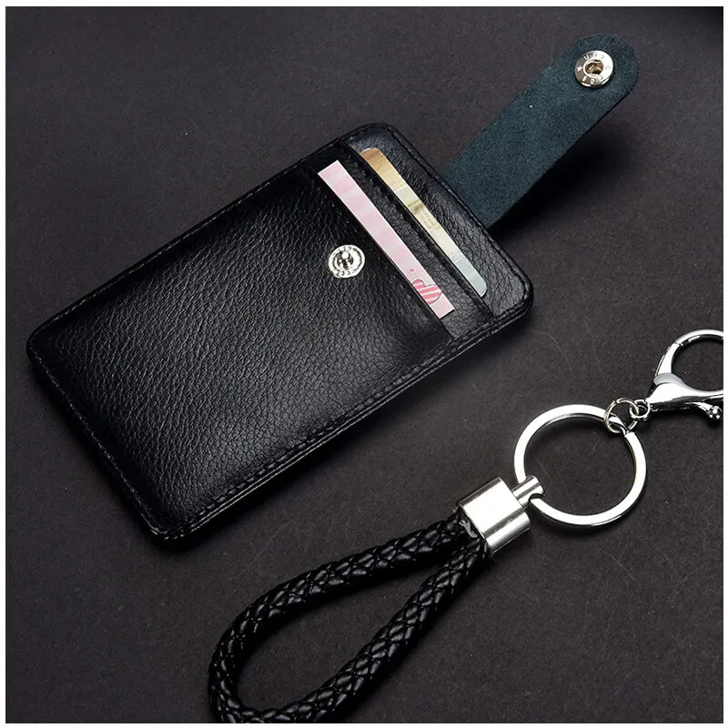 Genuine Leather Fashion ID Badge Holders Access Card Campus Meal Card Bus Card Subway Card Name Tag Cases Office Supplies