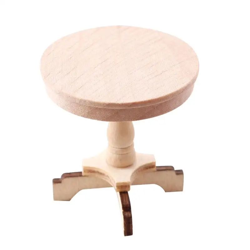 Mesa de centro en miniatura para casa de muñecas 1:12, mesa redonda pequeña, muebles de mesa de madera originales, modelo de decoración para el hogar, accesorios para casa de muñecas de juguete