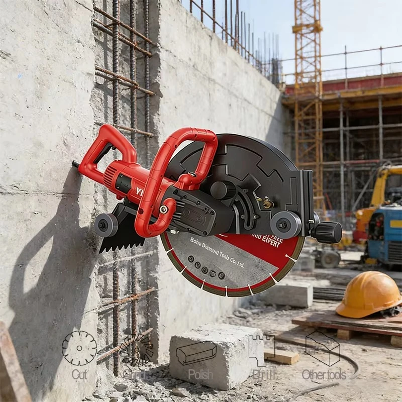Electric Wall Saw Concrete Cutter Machine Diamond Blade Compatible for Masonry Cutting Dry Cut Construction Use