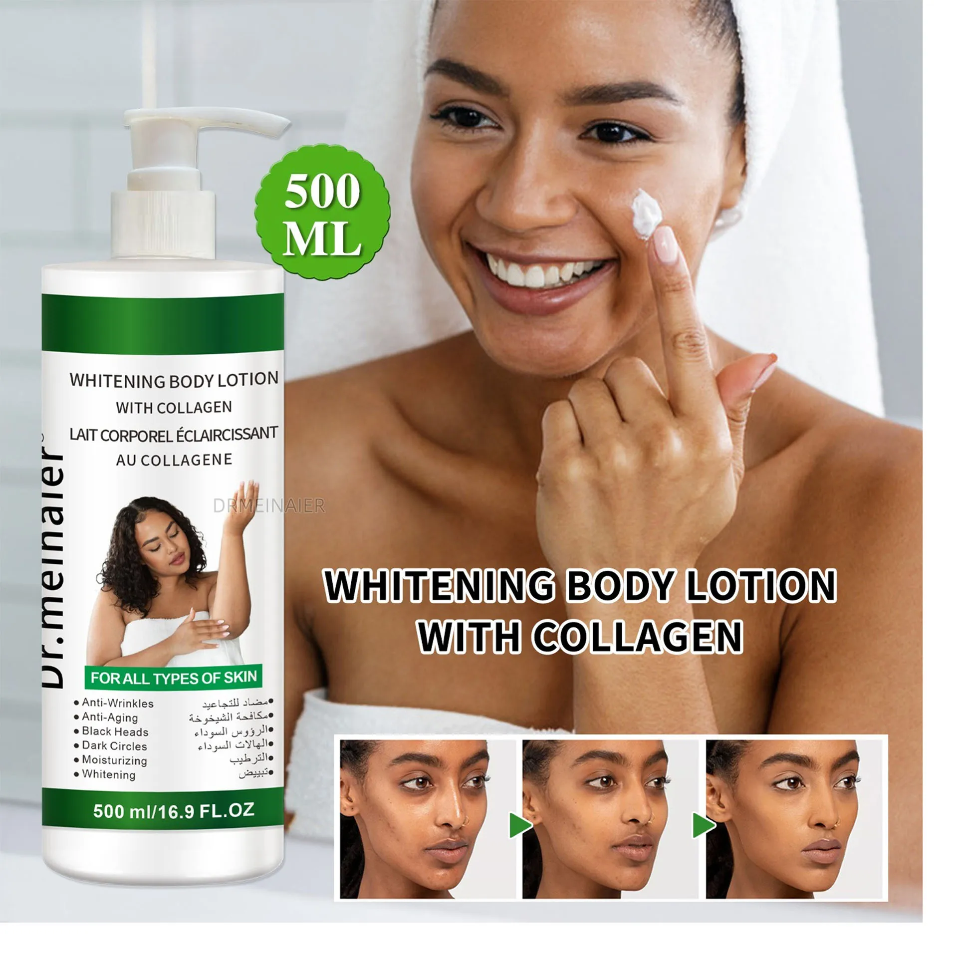 500Ml Collagen Body Lotion Anti-Wrinkle Hydrating Moisturizing firming Brightening Skin Tone Care Cream Skin Care