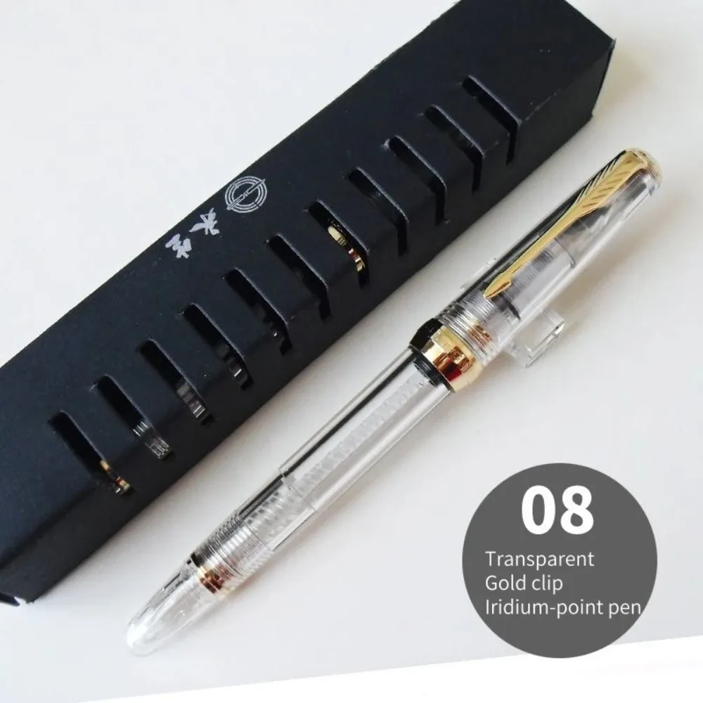 For Wingsung 618 Fashion Transparent Holder Piston Fountain Pen 0.5mm Hooded Nib Luxury Office/School Writing  Pens Teacher Gift