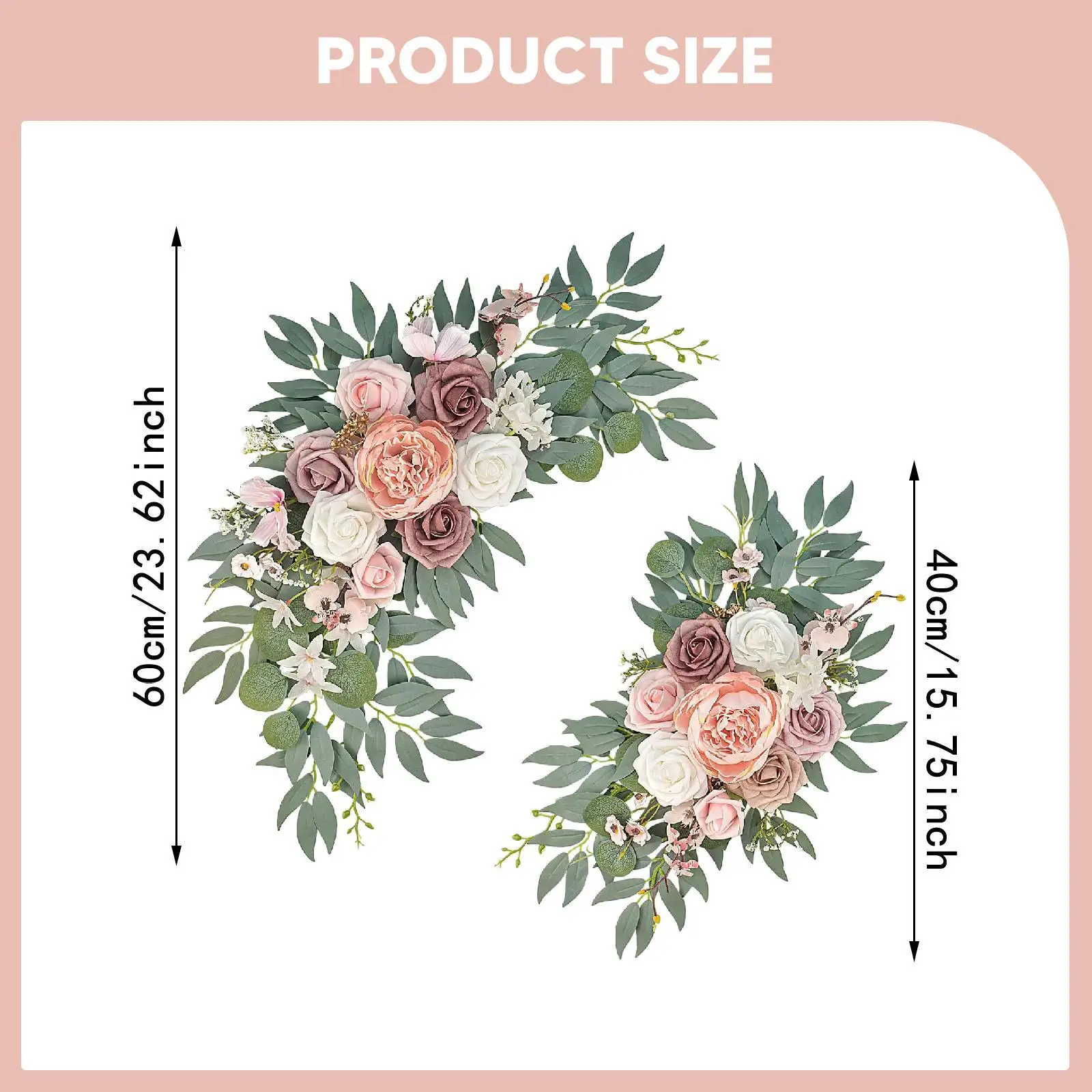 

2 шт. Цветочные гирлянды для свадебной арки, таблички «Добро пожаловать», деревенские цветочные композиции, центральные элементы декора, цветочные гирлянды для дома и праздников