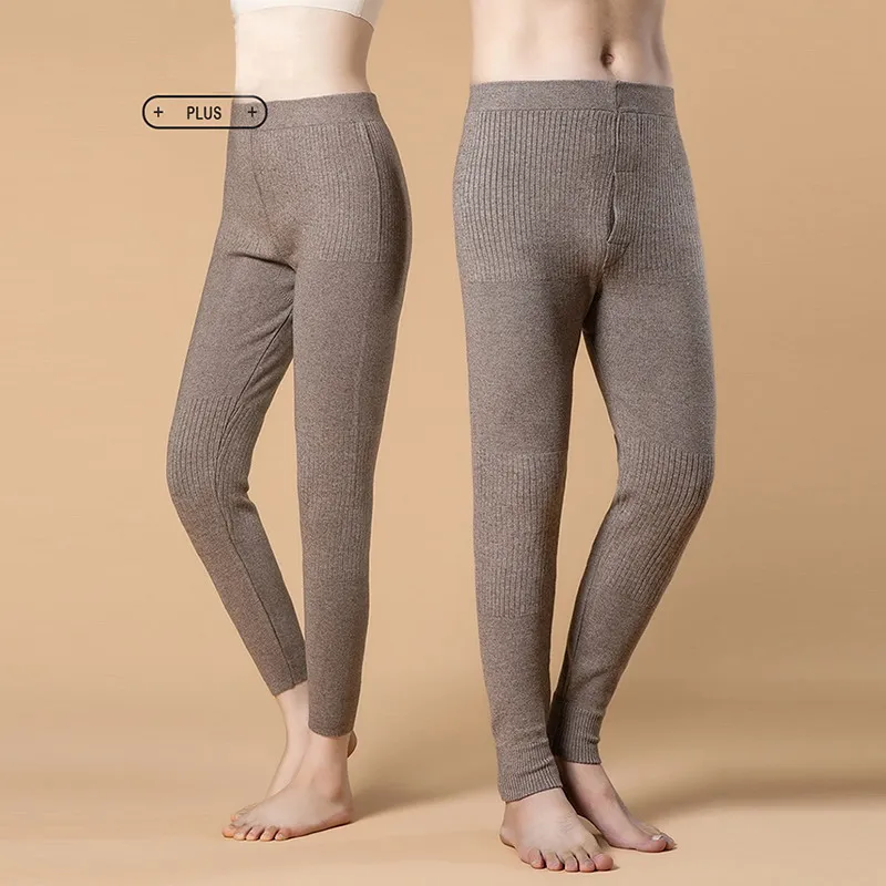 

100% Wool Pants for Men Warm Pants Winter Cashmere Middle-aged Young People Slim Fit Knitted Bottom Warm for Women Legging