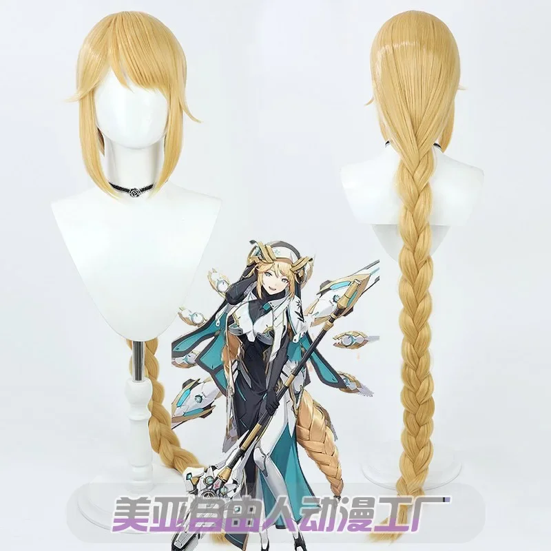 

Game Goddess of Victory Long Golden Braided Cos Cosplay Wig Halloween Party Prop Synthetic Hair Heat Resistant Fiber + Wig Cap